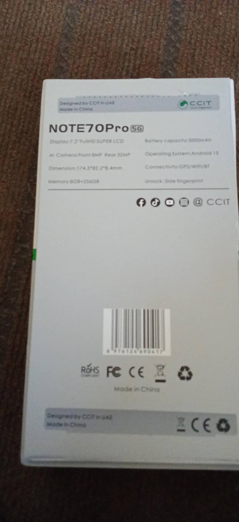 Note 70pro 5G  CCIT 1