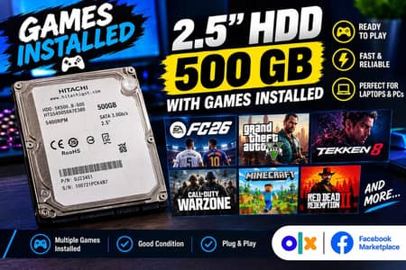 2.5 inch 500 GB Hard Disk Drive with pre installed games