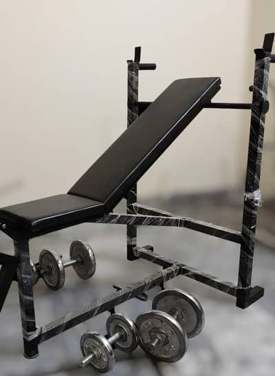 Multi gym bench press rubber dumbbell chrome plates olympic
