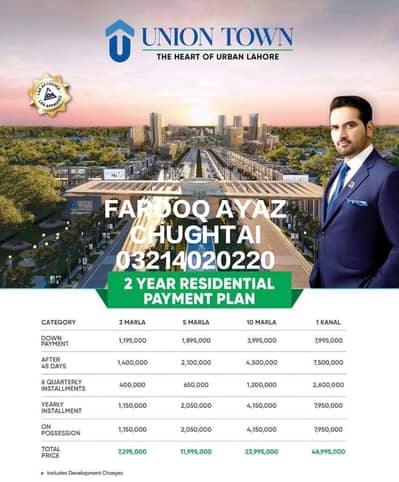 UNION TOWN RESIDENTIAL AND COMMERCIAL PLOT AVAILABLE FOR SALE ON INSTALLMENT IN UNION TOWN ABDUL SATTER EDHI ROAD NEAR WAPDA TOWN MAIN ROAD LAHORE