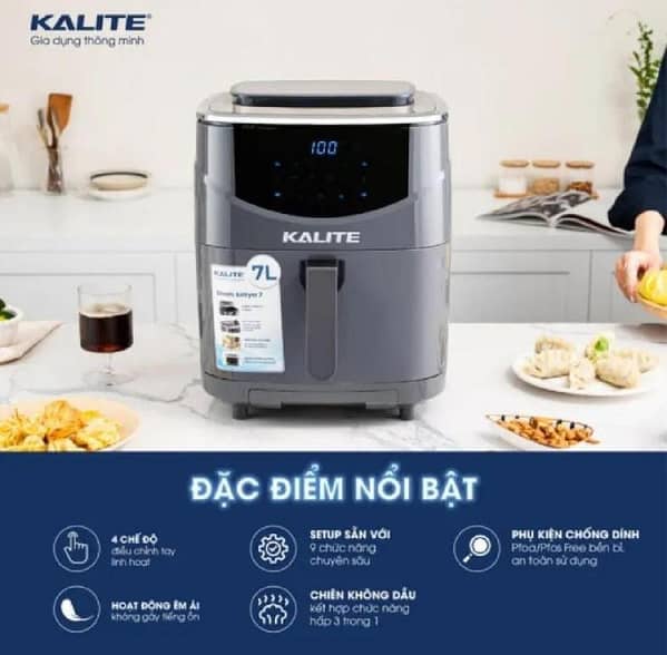T  KALITE STEAM 7 Air Fryer Oven Digital Display- with Touchscreen 7 LETER Large AirFryer Cooker 18 Touch Cooking Presets + 200 Recipes, XL Air Fryer Basket 1700w Power Multifunction stainless steel Philipss Essential air fryer
