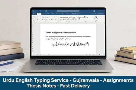 Urdu English Typing Work - Assignment Thesis Notes - Gujranwala