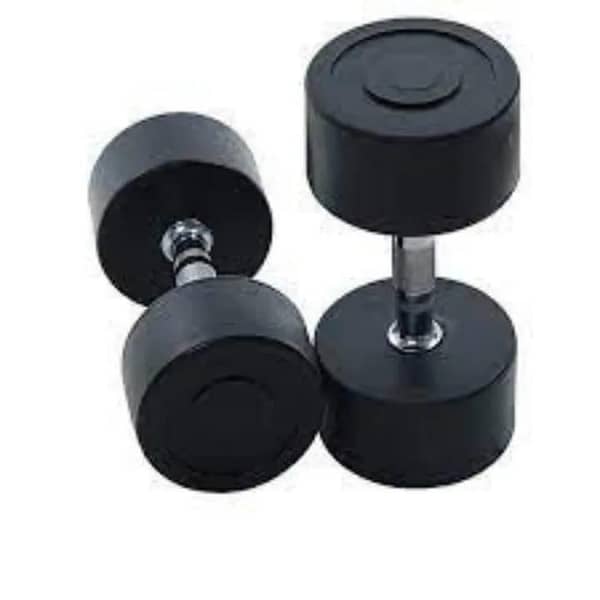 T  Rubber Dumbbell - 2 Kg Pair - Black