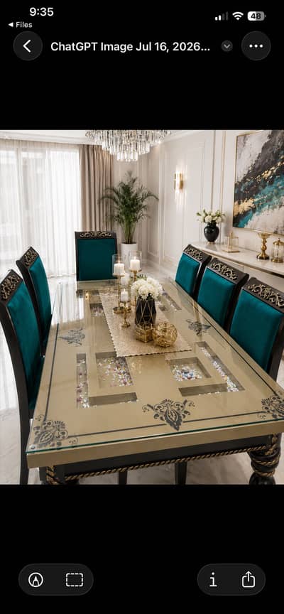 6 Seater Dining Table Set with Glass Top & 6 Chairs