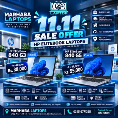 HP EliteBook 840 G3 & G5 Core i7/i5 Laptops for Sale in Karachi