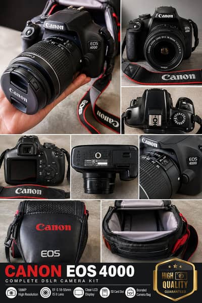Canon EOS 4000D DSLR Camera with 18-55mm Lens + Bag | Wi-Fi