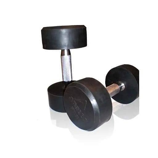 T   Dumbbell Set With Rubber Coated Dumbell Black Pair - 5kg (5+5 = 10 kg)
