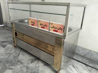 Pulao Biryani Steel Glass Counter