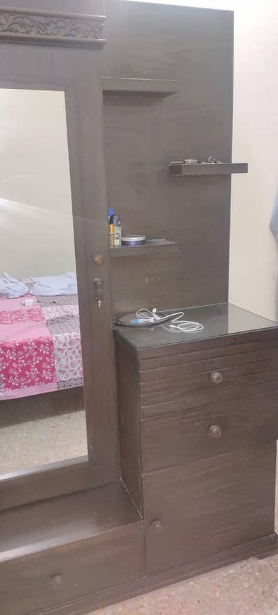 Wooden bed set.