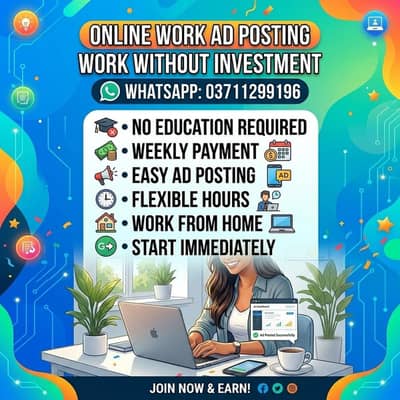 Ad Posting Work Without Investment - WhatsApp: 03711299196.