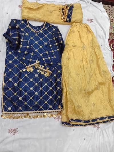Mehndi Sharara Navy Blue and Golden