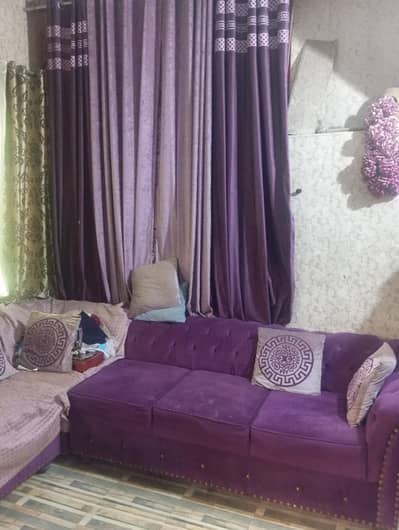 L Shape 7 Seater Sofa with Same Customised Curtains