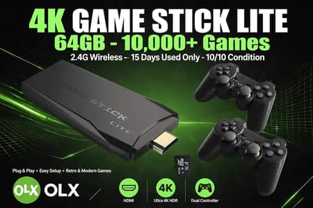 Game Stick Lite 4K 64GB 10000 Games -2 Wireless Controllers -Islamabad
