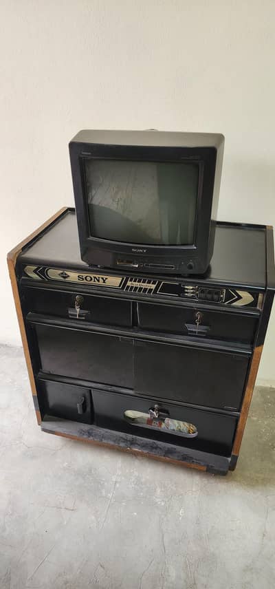 Sony TV with trolley.