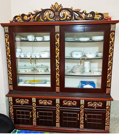 Large Dark Brown Wooden Showcase / Display Cabinet – For Sale