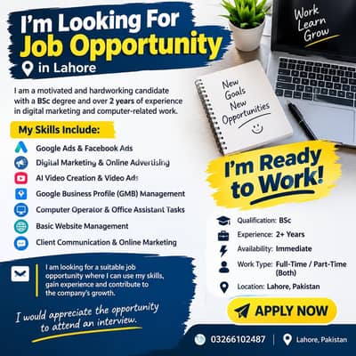 Seeking a Job in Digital Marketing & Computer Operations