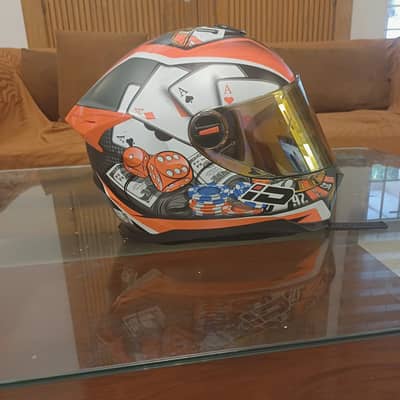 full-face motorcycle helmet, specifically the ID Spartan (Casino edit
