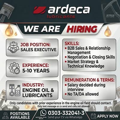 Sales Executive – Engine Lubricants