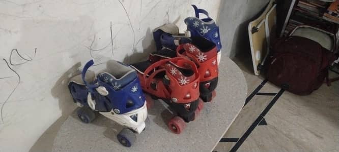 practice skates 4 wheeler 2 pairs