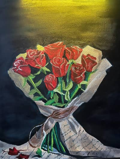 rose bouquet acrylic painting