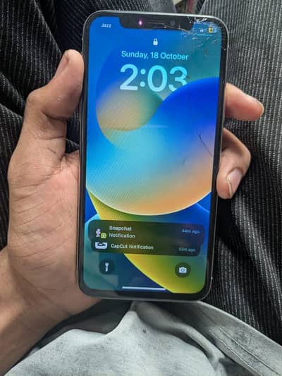 Apple iPhone X 64 gb jast frant glass brak