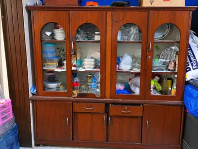 Wooden Kitchen Cabinet with Glass Door
