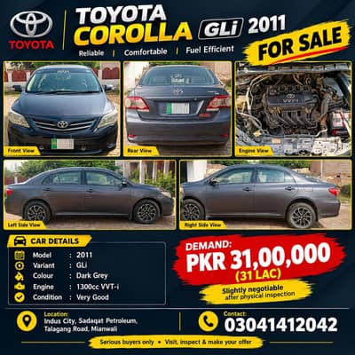 Toyota Corolla GLi 2011 | Dark Grey | Excellent Condition
