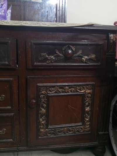 wooden dressing table and two side tables