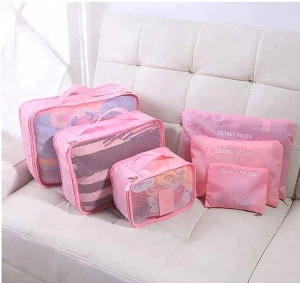 T  6pcs Travel Pouches Organizer Bag (Random Colors)