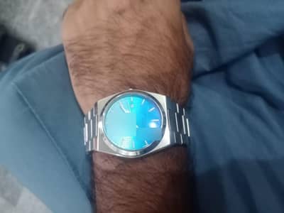 mens sky blue watchh 40mm steel chain watch