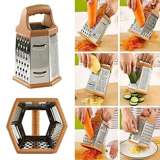 T  Stainless Steel Manual Grater Kadu Kash 6 Sided