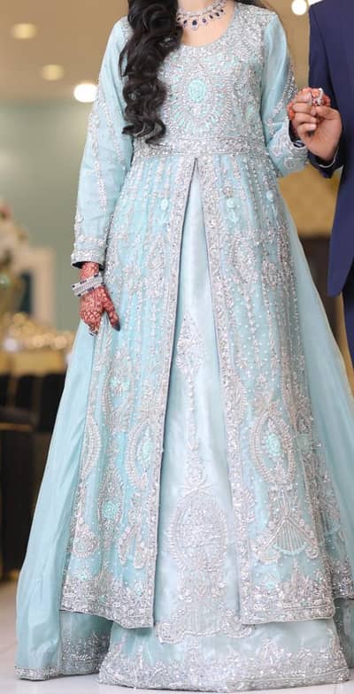 Mexcee Luxury Ready-to-Wear Maxi – Ice Blue | Heavy Embroidery