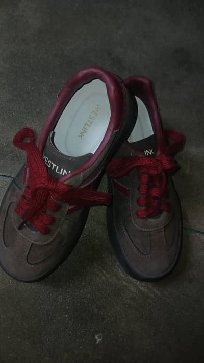 Westlink Brown Suede Sneakers with Maroon Leather Trim & Red Laces