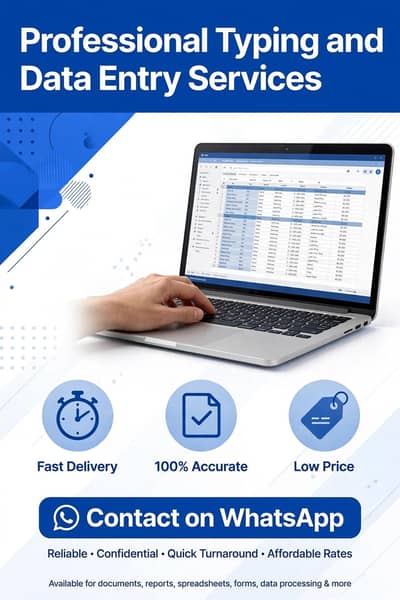 Professional Typing and Data entry