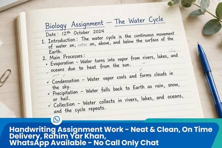 Beautiful handwriting assignment for students -Rahim Yar khan