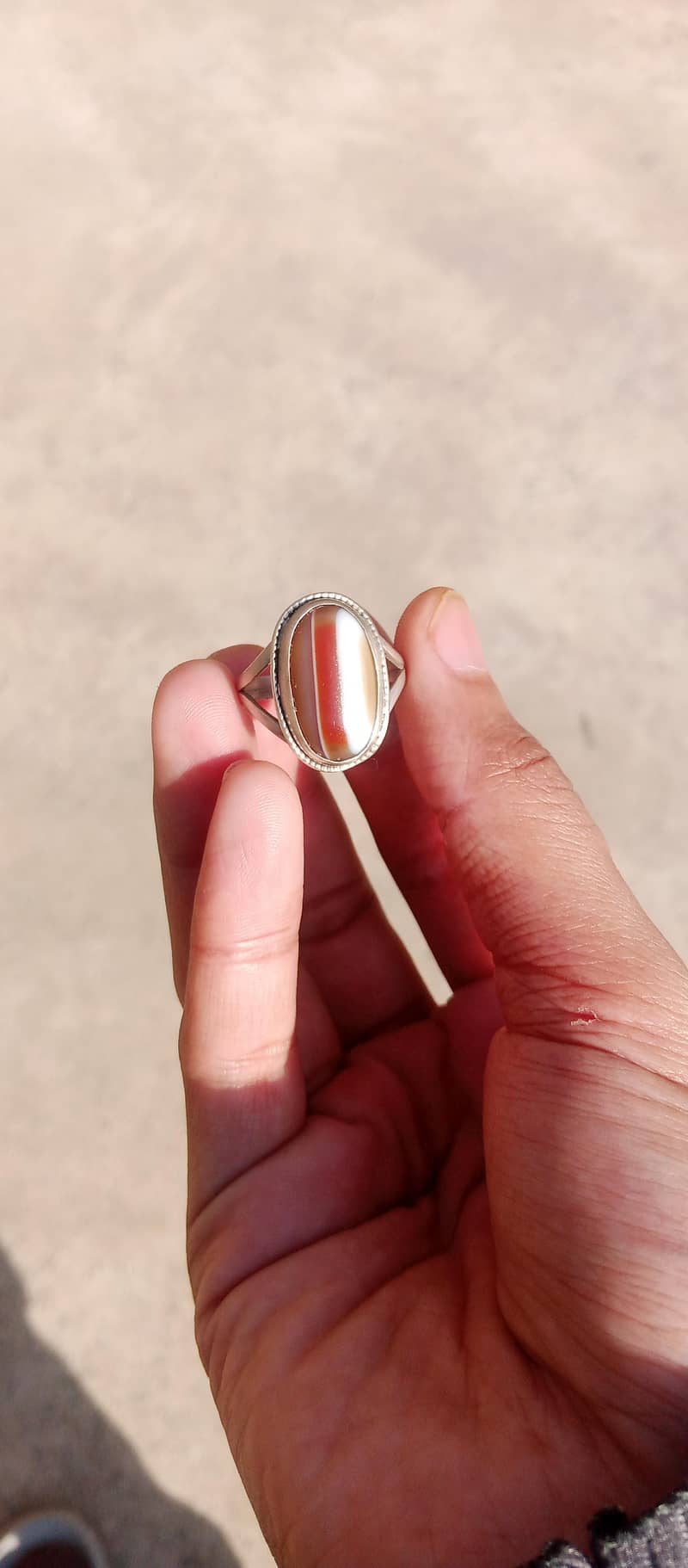 Chandi Ring Aqeeq Stone 2