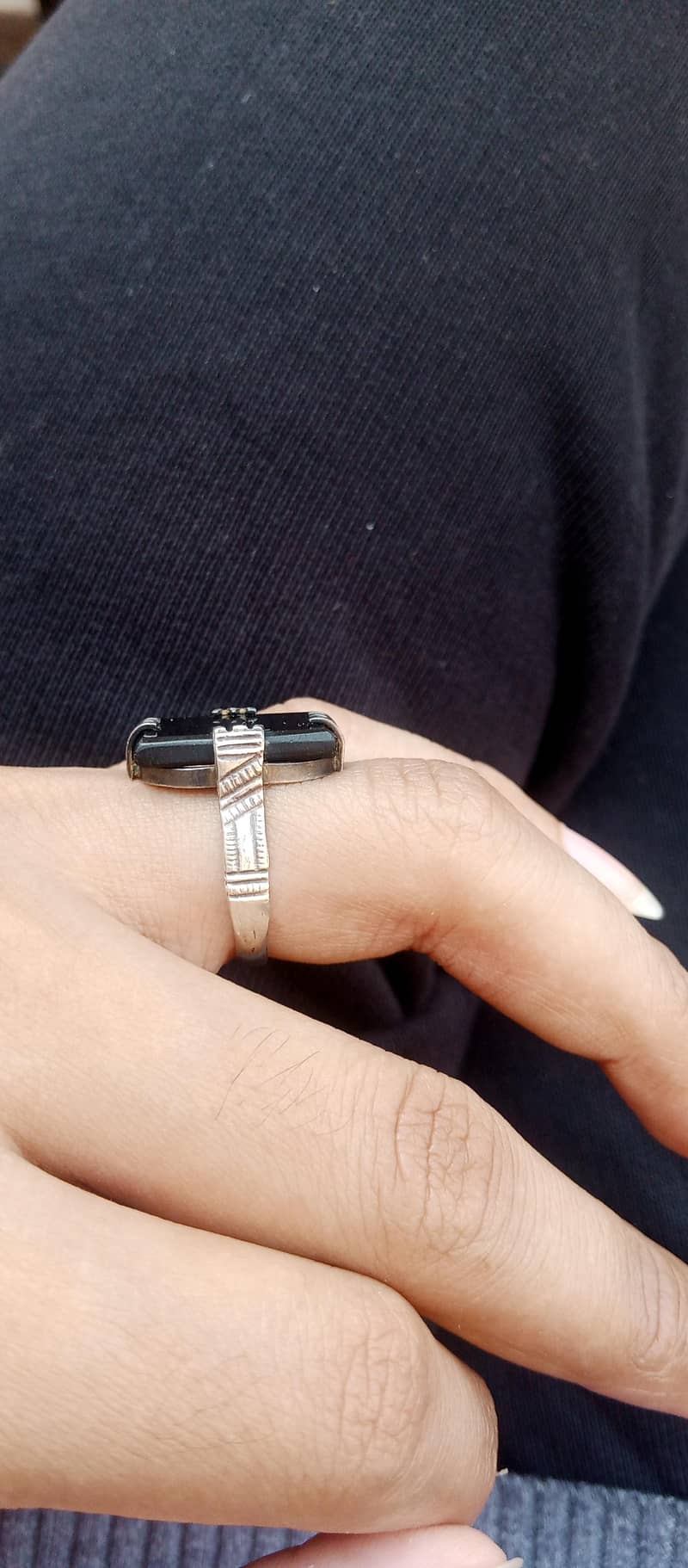 Chandi Ring Aqeeq Stone 6