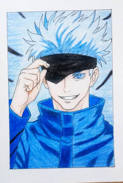 Handmade Gojo Satoru Anime Drawing - Jujutsu Kaisen - A4 Size