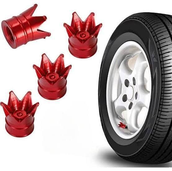 Crown Shape Tyre Valve Cap For All Vehicles (4 Piece)