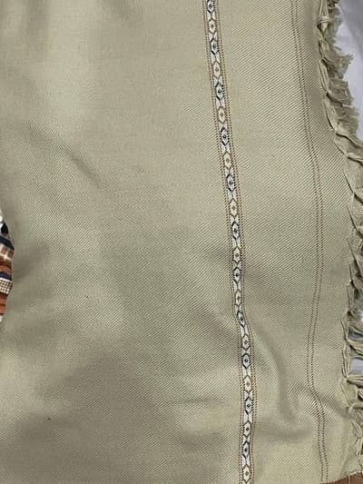 Men's Wool Shawl Green Fringed Warm Pakistan