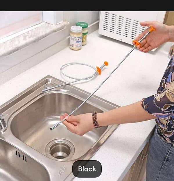 T  Metal 85cm Flexible Wire brush Hand Kitchen Sink Cleaning Hook Sewer Dredging Device Spring Pipe Hair Dredging Tool Metal wire brush