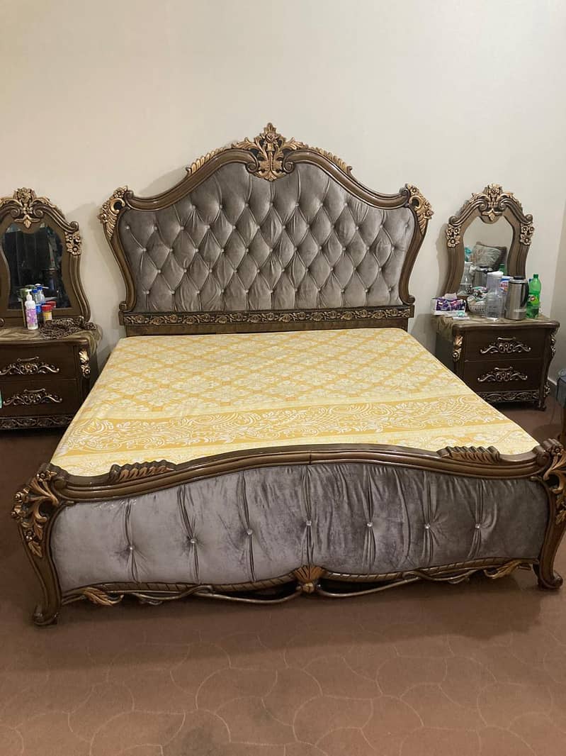 Bed set with dining table six chairs 0