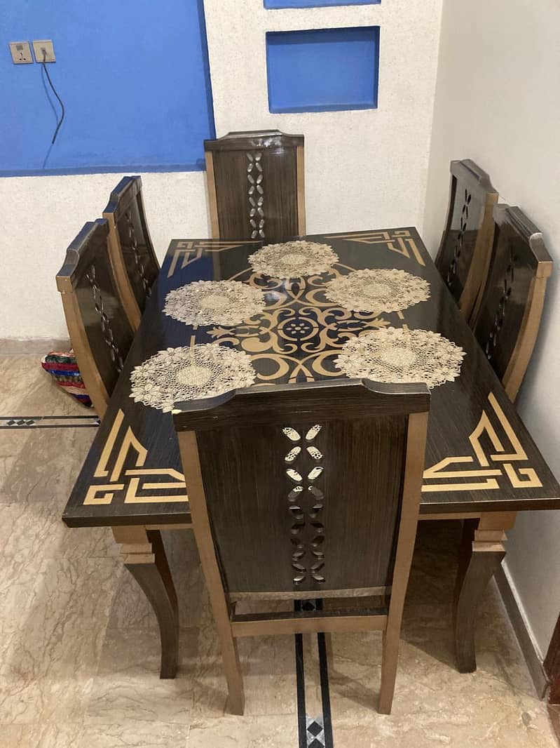 Bed set with dining table six chairs 4