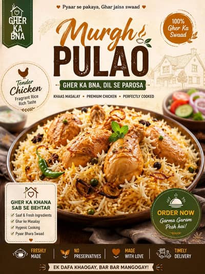 Gher ka bna Murgh Pulao. . . . For order #03215921574