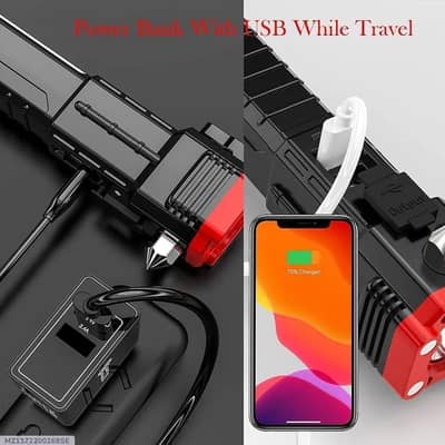Rechargeable Self Defense LED Torch Light Black