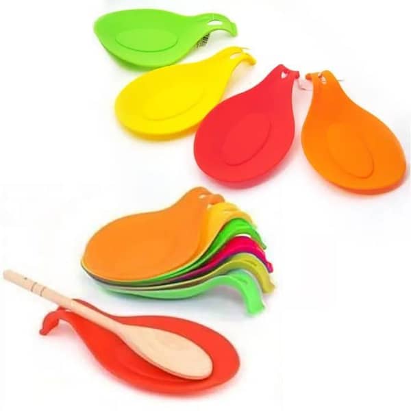T  1Pcs Silicone Spoon Rest Heat Resistant Utensil Holder Cooking Tool Rest Pad Grade Silica Gel Spoon