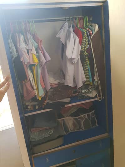 Kids Wardrobe / Cupboard with Cartoon Car Design – Blue