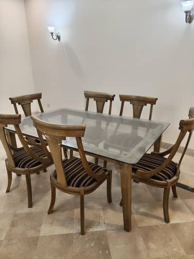 Glass Dining Table with 6 Chairs