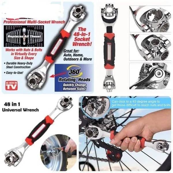 T  Tiger Pliers 48 in 1 Wrench Key Lord Of The Key Multi-function Tools Spline Bolts Torx 360 Degree 6-Point, 12-Point, Torx, Square Universal Furniture Car Repair Wrench Tool