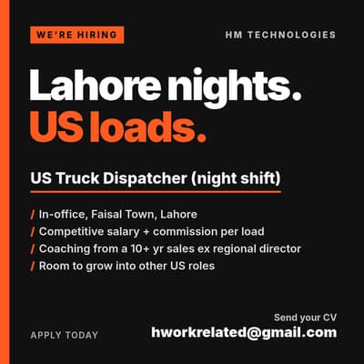 Experienced US Truck Dispatcher - Night Shift - PKR 90-100K+Commission